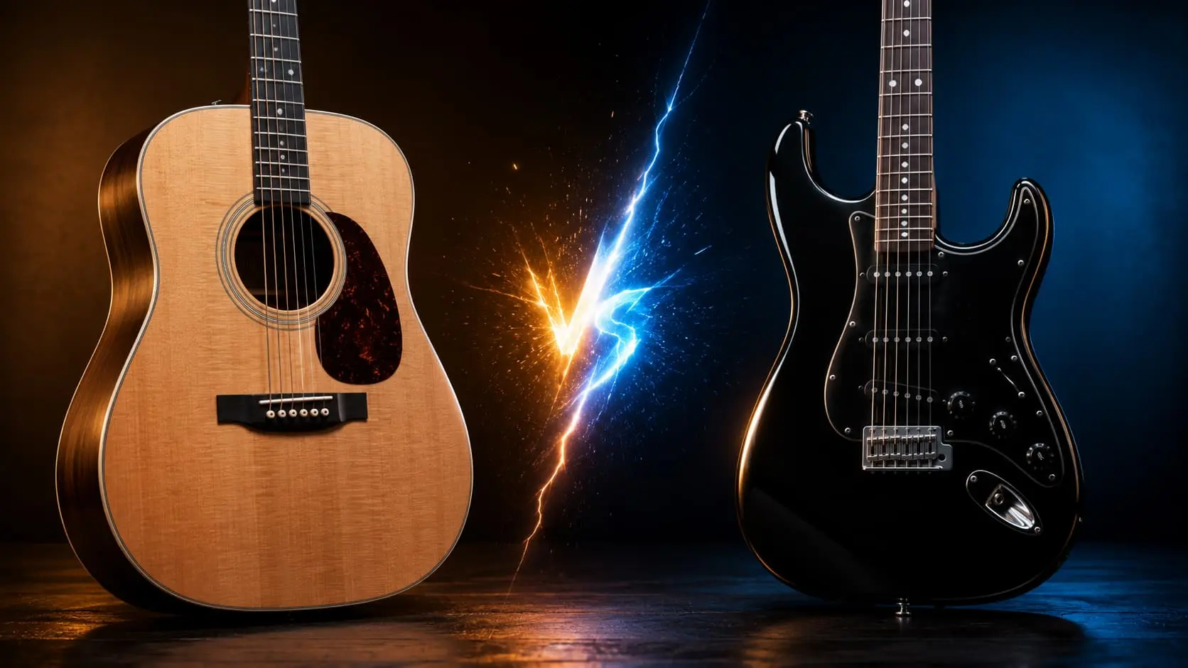 Acoustic vs electric guitar side-by-side comparison for beginners